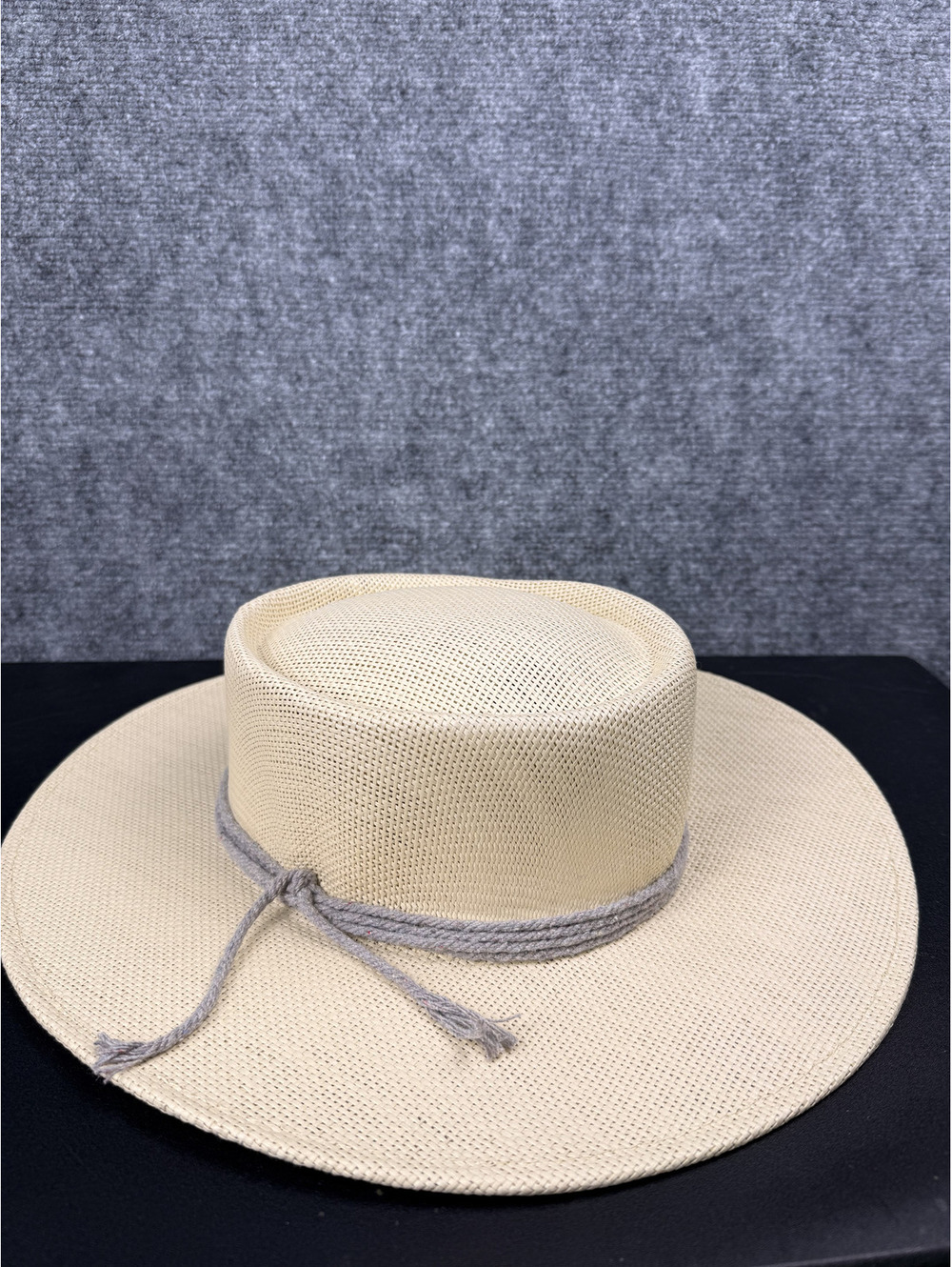 Angela & William Beige Wide Brim Paper Straw Hat with Rope